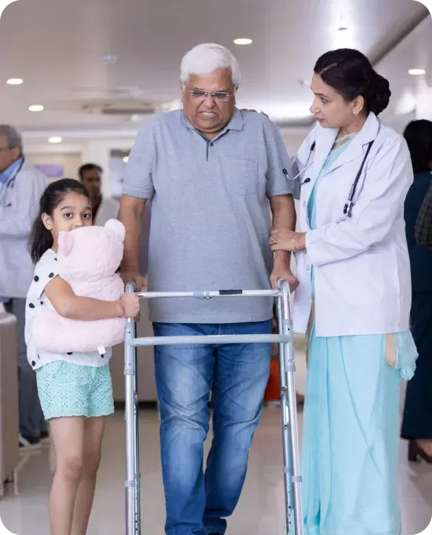 Patient milestone - walk with support by day 21.