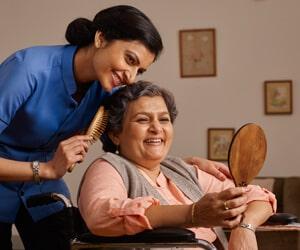 Caregiver providing home health care